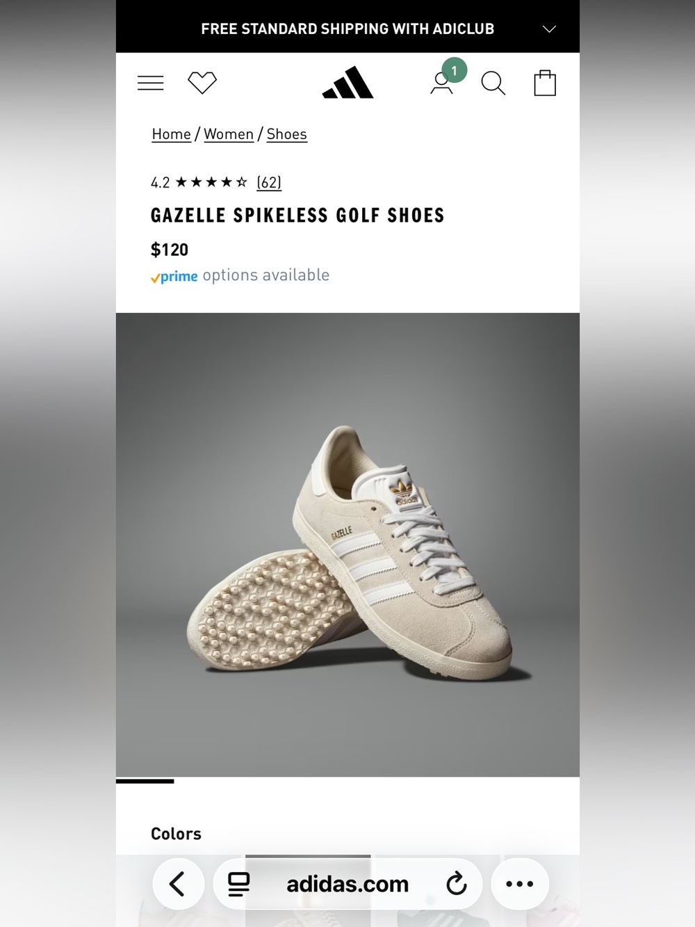 Adidas Originals Gazelle Spikeless Golf Shoes, Women’s 8. Like new condition!